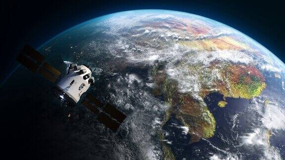 地球的人造卫星卫星在太空中环绕地球飞行
