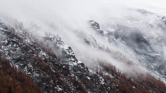 意大利大帕拉迪索国家公园山谷中的雾