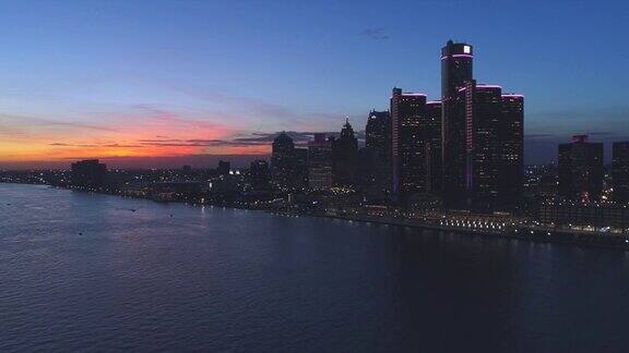 底特律空中城市夜景