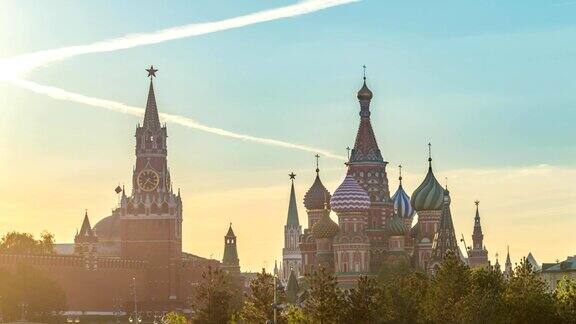 莫斯科城市日落时间流逝