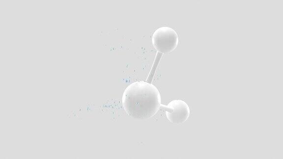 简单的化学分子白色背景3d渲染