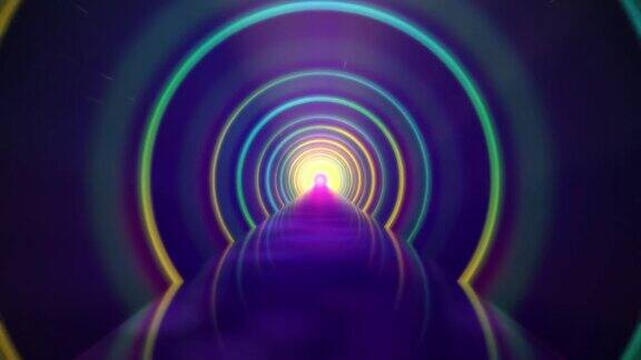 发光的霓虹灯隧道动画背景