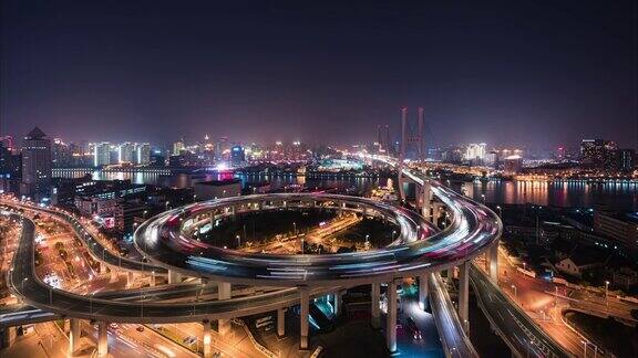 南浦大桥夜间高架景