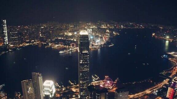 香港夜间的无人机图片中国香港
