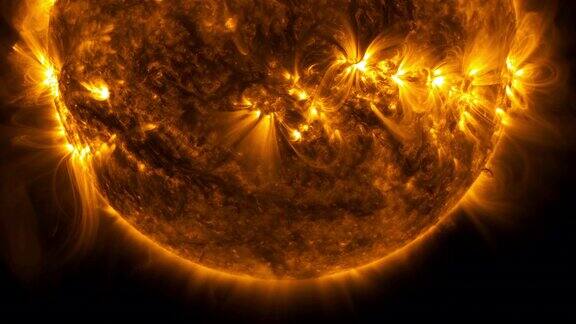 太阳表面耀斑的特写-(部分元素由美国宇航局提供)