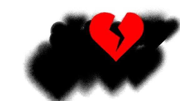 心:黑色一颗破碎的心红色白色的背(过渡)
