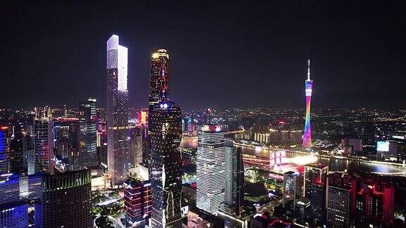 广州珠江新城现代都市夜景航拍