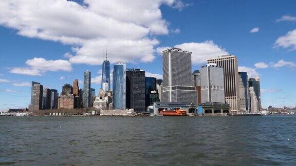 4K:曼哈顿金融区世界贸易中心一号从水-纽约市