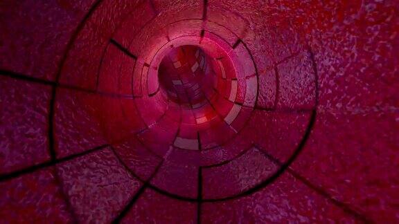 通过一个红色的虚拟隧道旅行