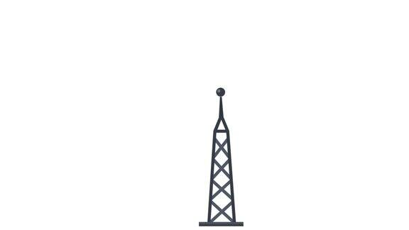 无线电塔无线天线的动画卡通
