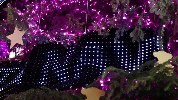 圣诞粉色Led灯树细节