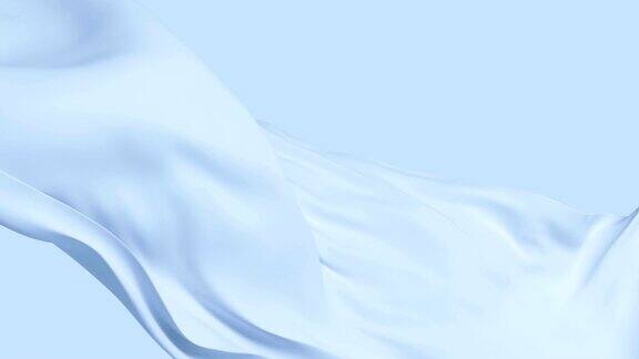 美丽的蓝色丝绸面料在风中飘3d动画