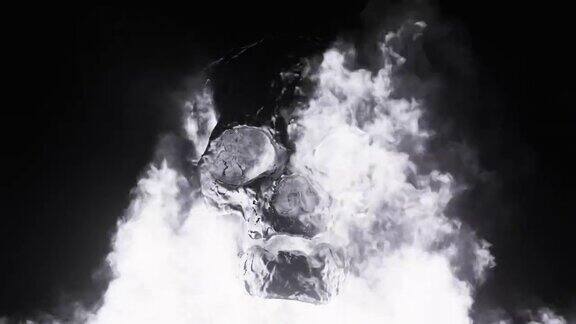 燃烧的骷髅-黑色和白色-恐怖万圣节噩梦
