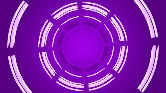 在紫色背景上旋转圆圈循环