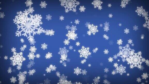 大雪花落蓝屏冬季降雪圣诞快乐新年快乐