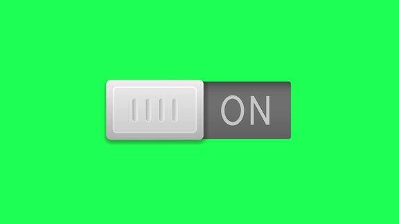 开关开关按钮4k循环录像灰色网页按钮在绿色色度键背景上的运动