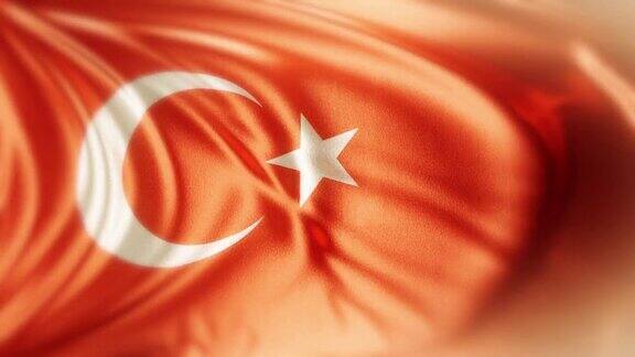 土耳其国家国旗挥舞循环背景股票视频:土耳其国旗股票mp4视频-土耳其国旗挥舞水平股票视频