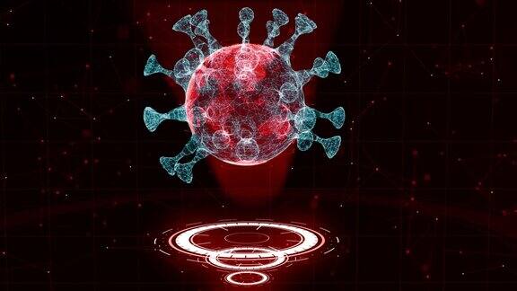 呼吸道感染中红色病毒模拟模型的三维动画