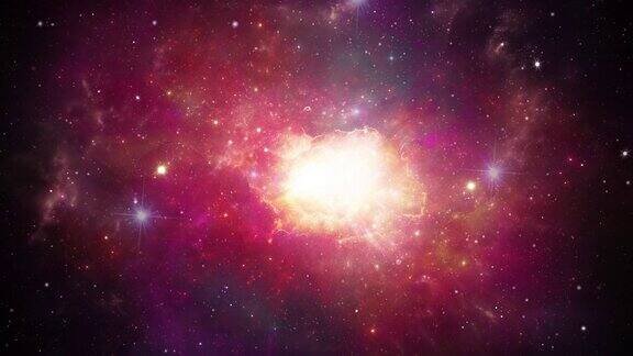 4K星云星系在空间抽象光运动环背景