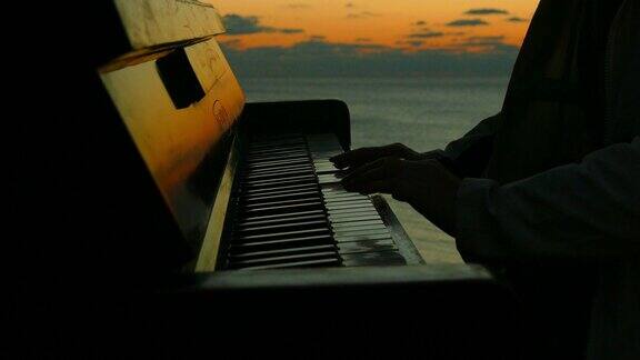 日落时分的海边钢琴音乐会