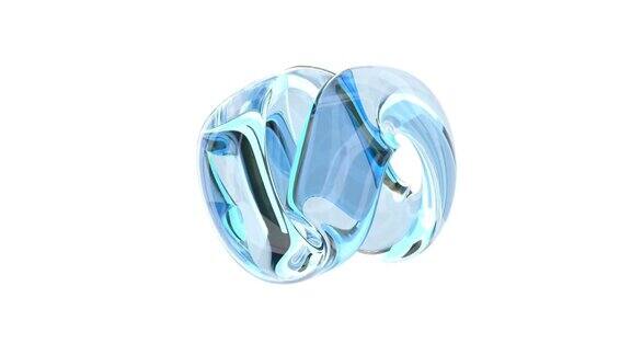 现代抽象的蓝色玻璃对象能够循环无缝4k