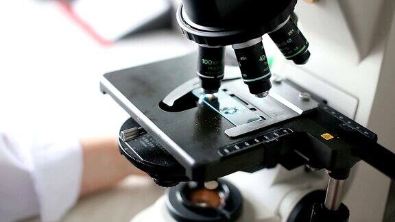 微生物实验室使用显微镜工作
