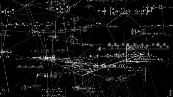 数学公式移动在空间、科学和数学研究和发展视频循环