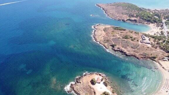 无人机拍摄的希腊克里特岛海滩