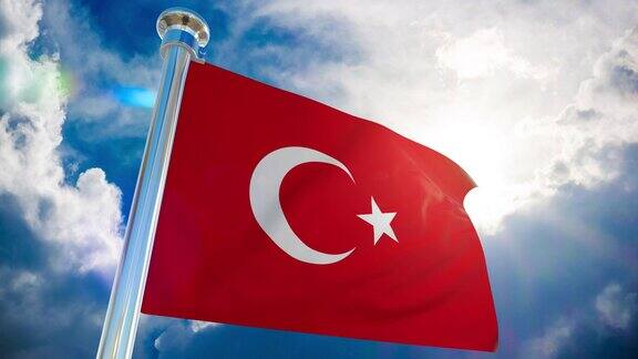4K-土耳其旗帜|可循环股票视频
