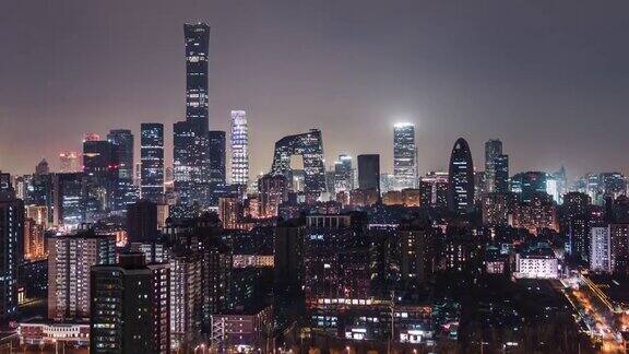 ZI鸟瞰图北京和市中心在晚上北京中国