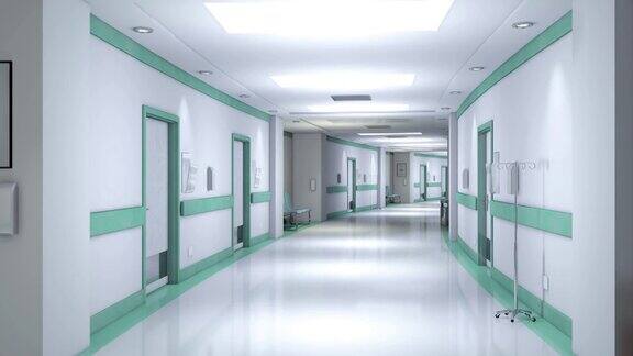 无尽的空医院走廊动画3d渲染无缝循环