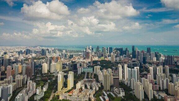 阳光明媚的一天新加坡城市景观海湾空中全景4k时间推移
