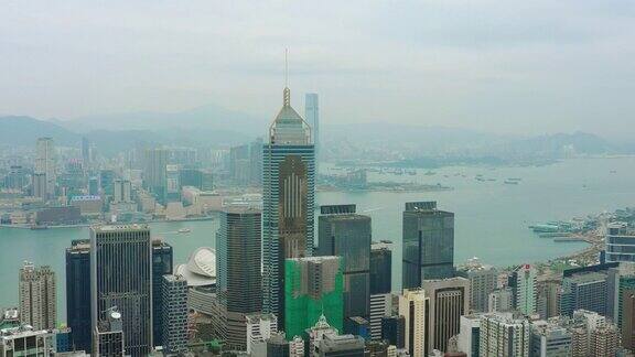 白天市景市中心海湾航拍4k香港
