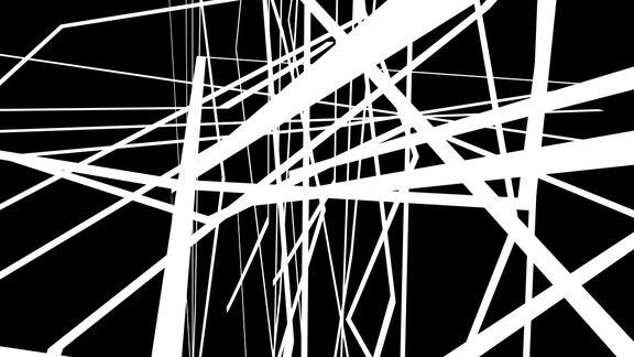 动画-抽象运动图形的黑色背景与交叉白线