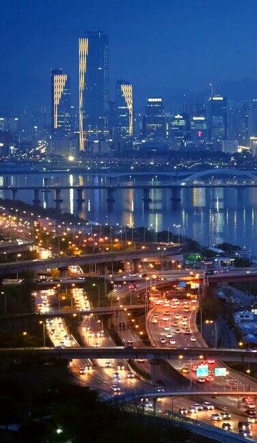 首尔城市的暮色韩国