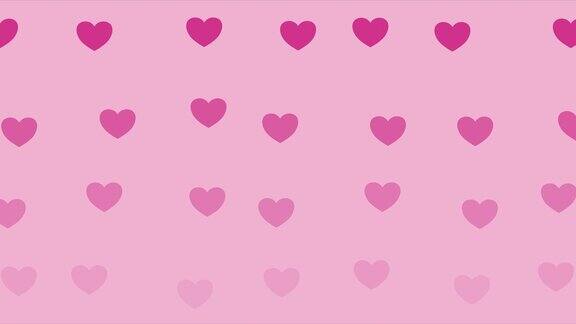 粉红色的心动画抽象背景循环情人节生日贺卡婴儿送礼会邀请模板爱激情调情感恩循环4k动态图形动画视频剪辑