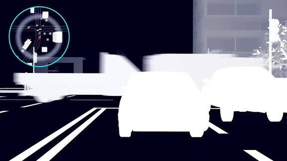 自主车计算机视觉激光雷达扫描信号的无人驾驶汽车停在十字路口三维扫描