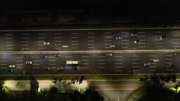 夜光照亮深圳城市交通街道高空俯仰全景4k中国