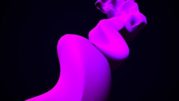 抽象的液体粉色形状在黑暗的空间
