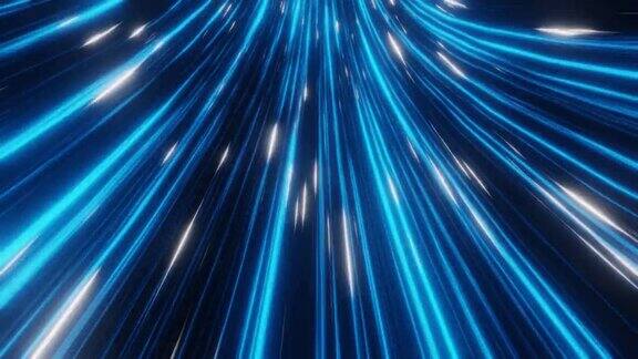 抽象未来流数字数据霓虹速度运动发光的光轨迹隧道背景3D渲染
