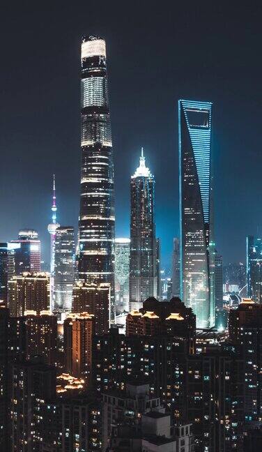 上海夜景鸟瞰图中国