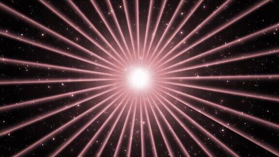 旋转太阳爆发圆周运动火花抽象背景与光从中心无缝循环4k视频激光照明效果复古风格径向阳光马戏团条纹图案背景