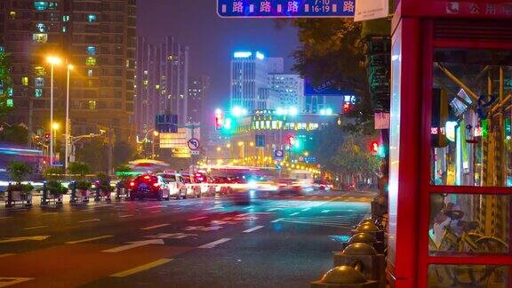 夜光中国上海中心交通道路街景4k时间