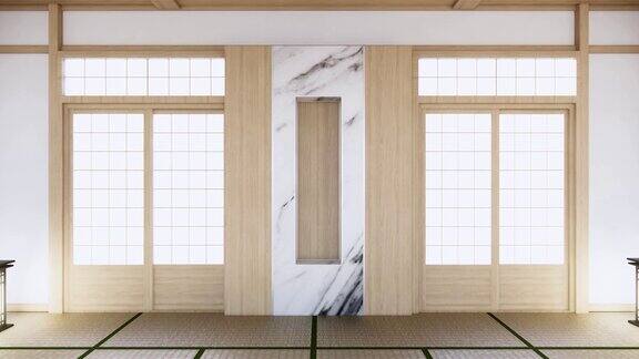 模拟特别设计的日本风格空房间三维渲染