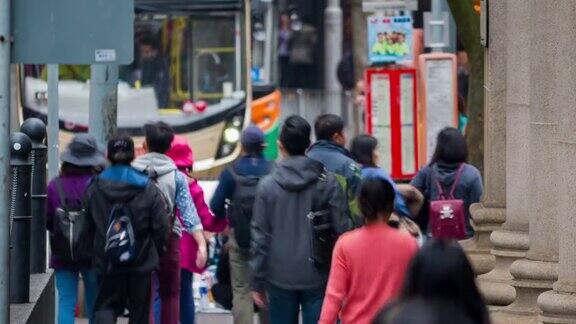 4KTIMELAPSE(4096x2160):香港人走在人行道上(苹果PRORES422(总部))4k运输、香港
