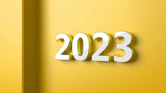 2023年新年概念上的黄色背景