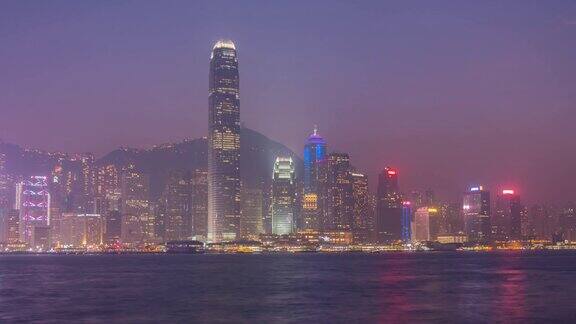 4K时间间隔:香港维多利亚港日落