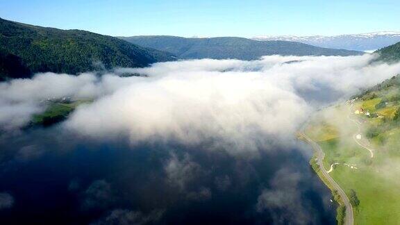 航拍云上美丽的挪威自然