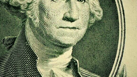 1美元钞票上的乔治·华盛顿的肖像多利拍摄的极其细节
