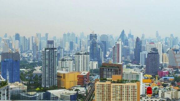 曼谷市中心交通摩天大楼鸟瞰图